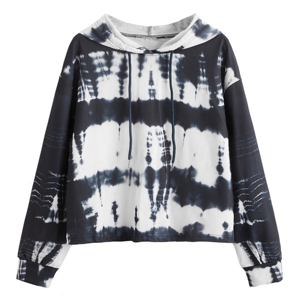

Plus Drop Shoulder Tie Dye Hoodie, Multicolor
