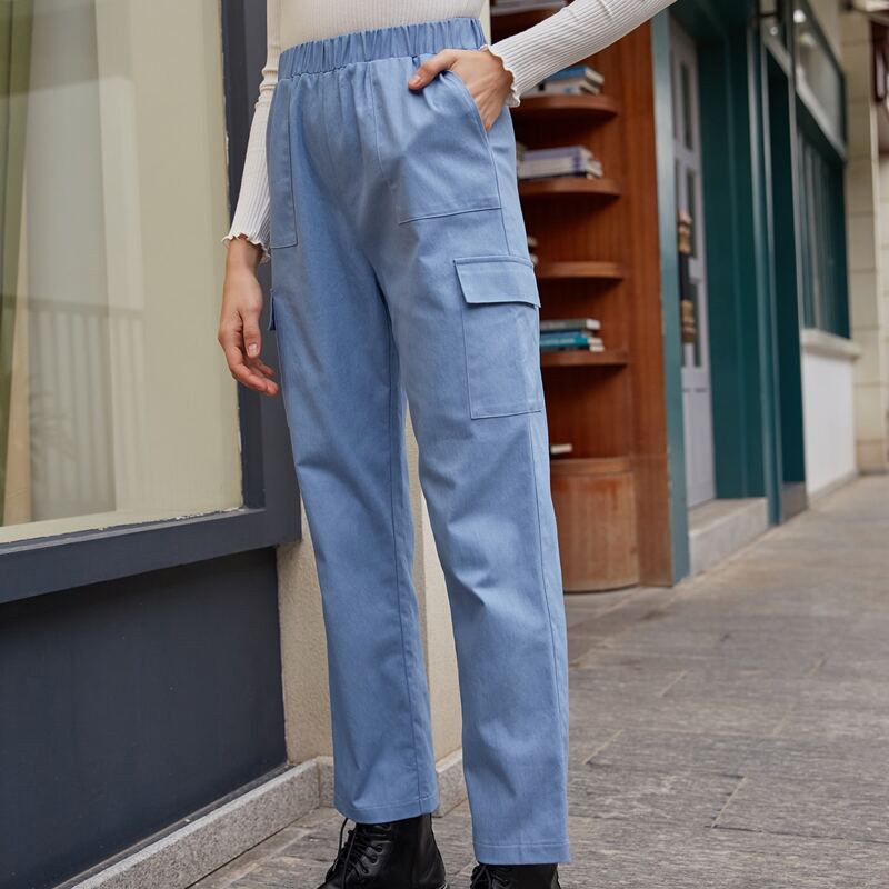 

Solid Cargo Pants, Baby blue