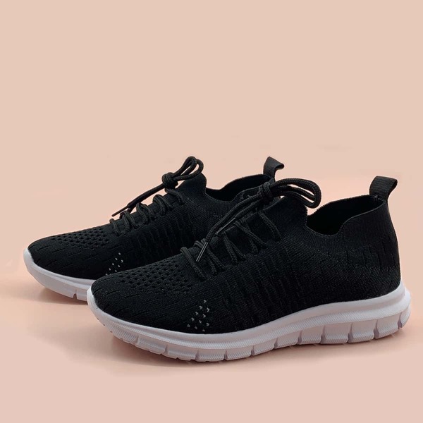 

Lace Up Decor Breathable Sneakers, Black