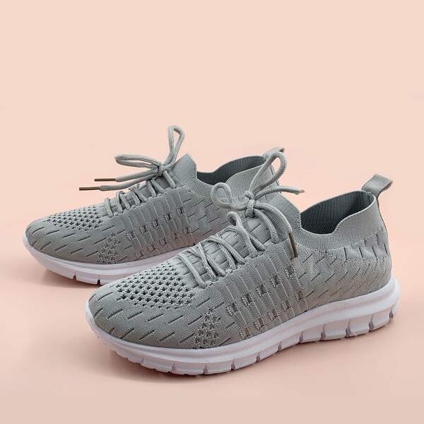 

Lace Up Decor Breathable Sneakers, Grey