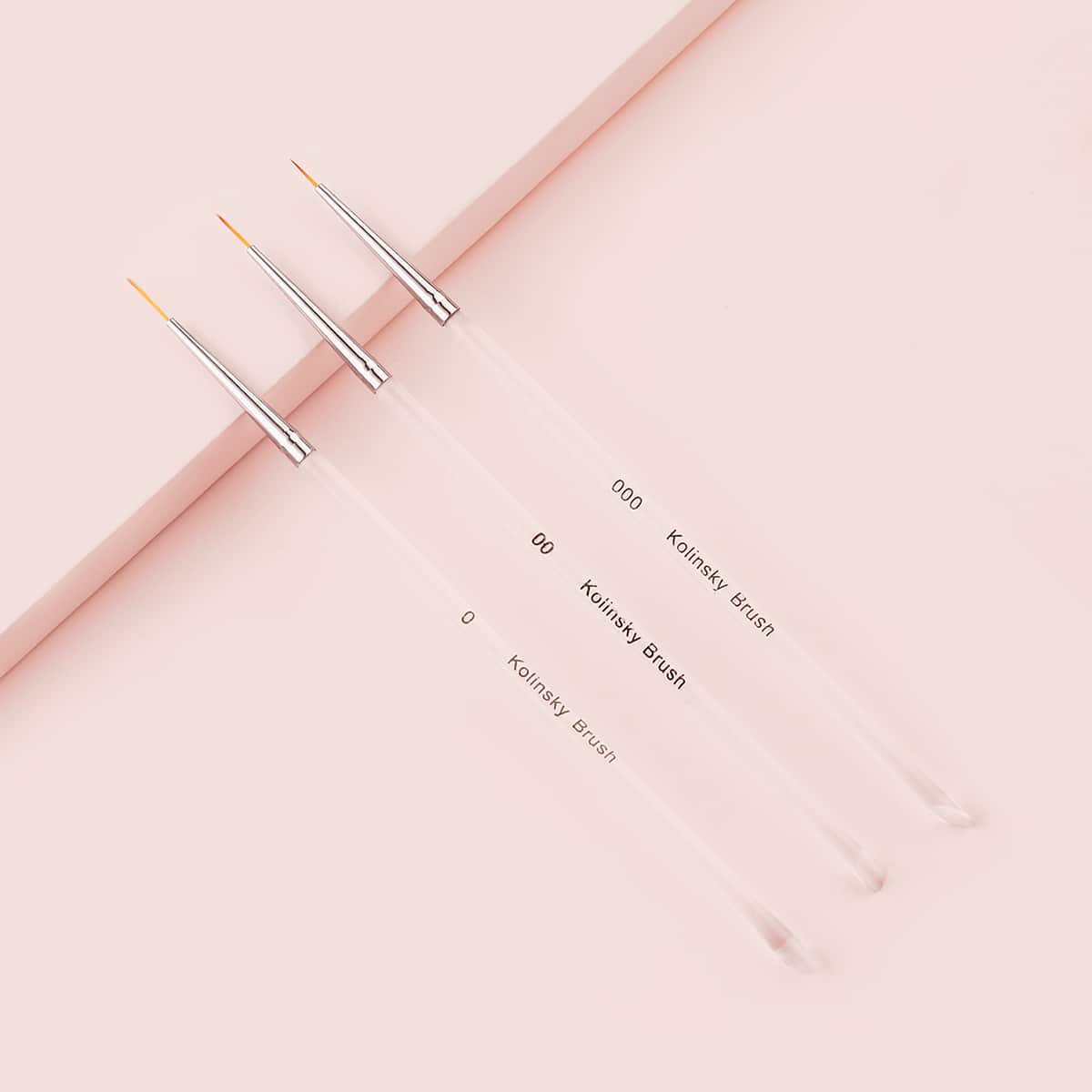 

3pcs Transparent Nail Art Brush Set, Clear