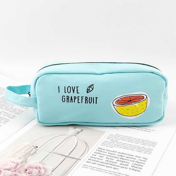 

Grapefruit Print Pencil Case, Mint blue