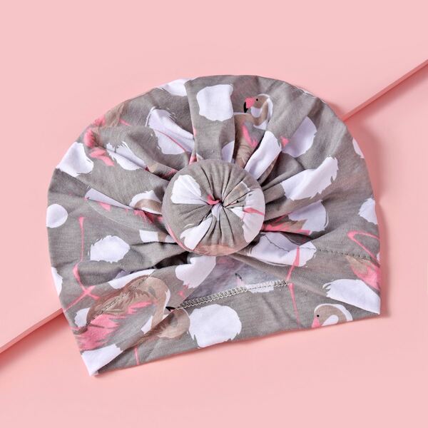 

Baby Graphic Turban Hat, Grey