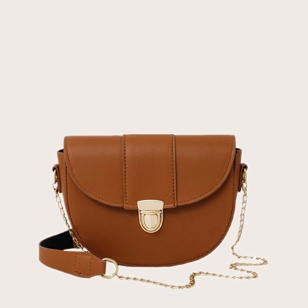 

Minimalist Push Lock Saddle Bag, Brown