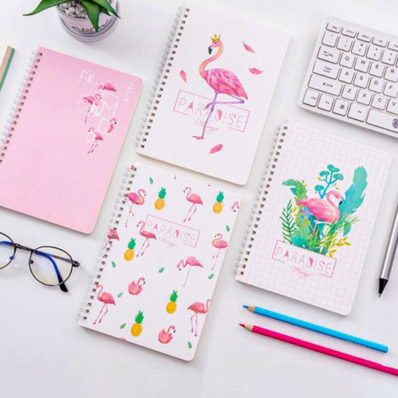 

1pc Flamingo Print Random Notebook, Multicolor