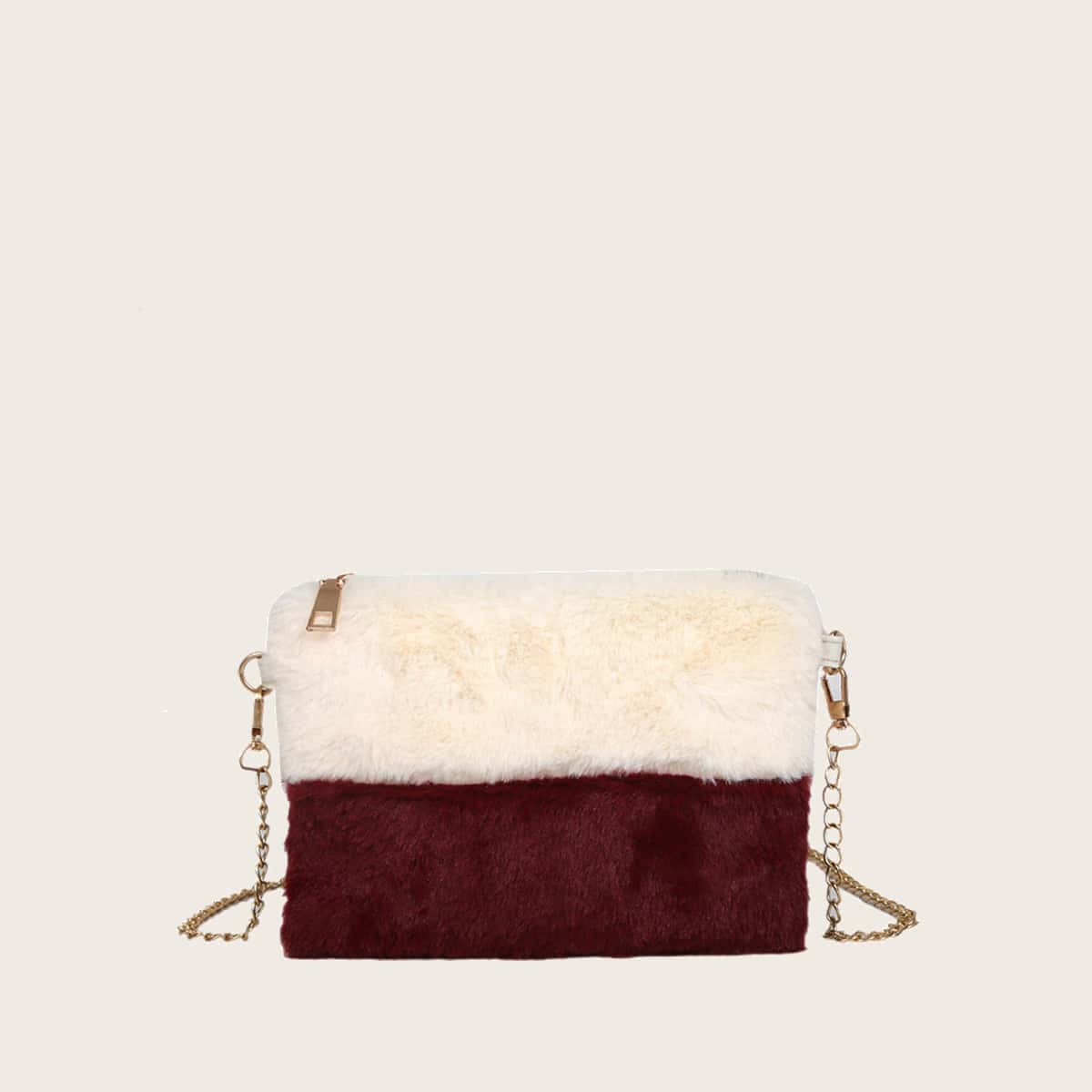 

Colorblock Fluffy Crossbody Bag, Multicolor