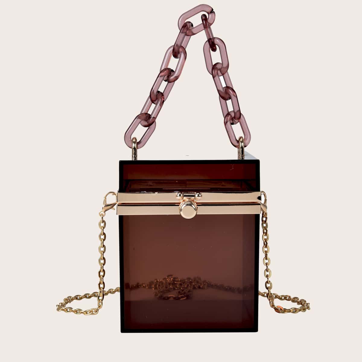 

Mini Clear Box Bag, Coffee brown