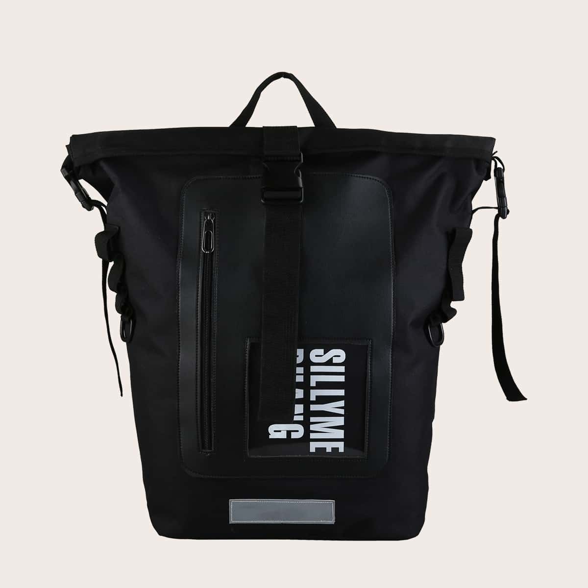 

Guys Letter Graphic Large Capacity Backpack, Black