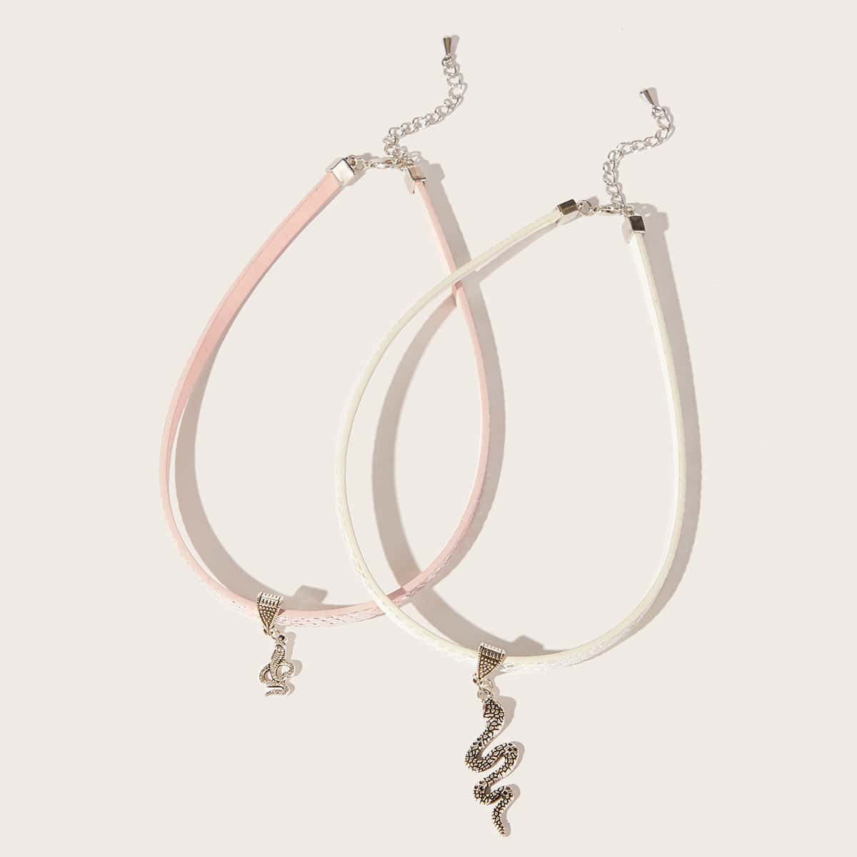 

2pcs Snake Metallic Choker, Multicolor