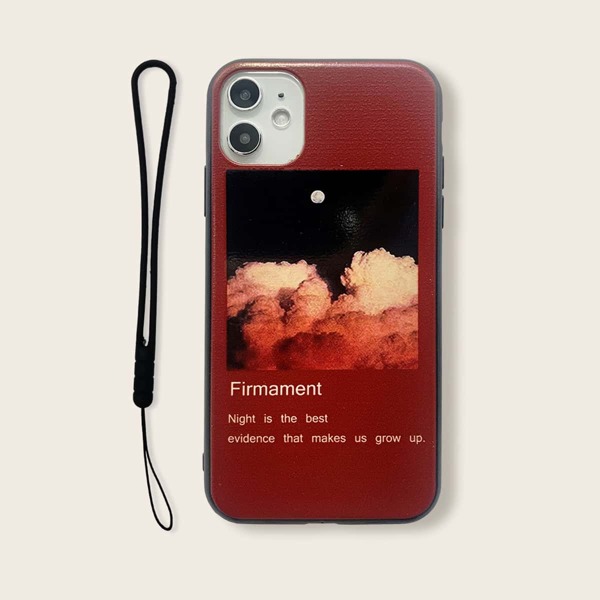 

Cloud & Letter Graphic iPhone Case With Lanyard, Burgundy