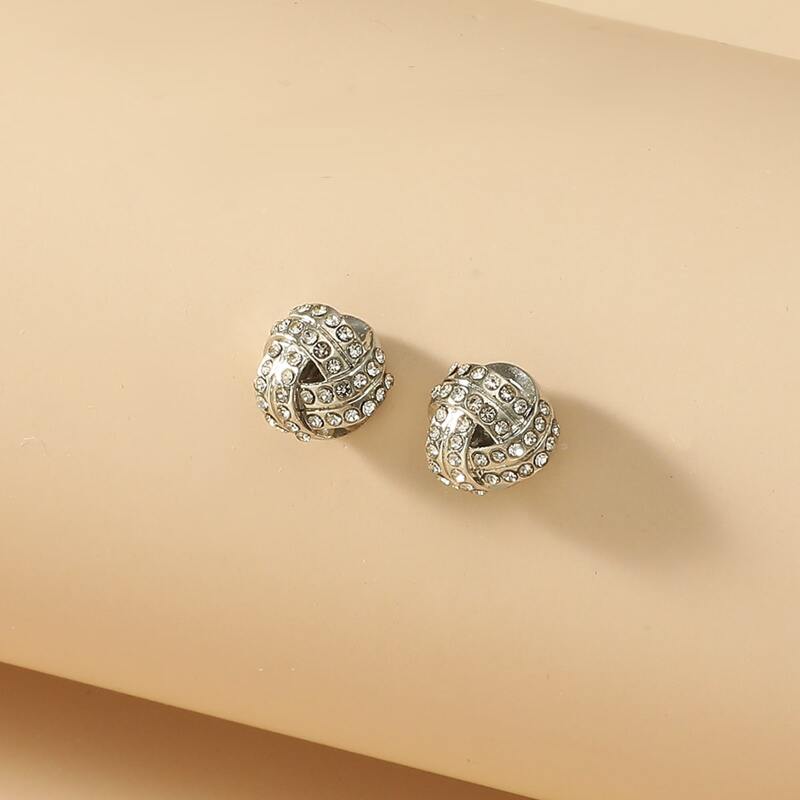 

Rhinestone Twist Stud Earrings, Silver
