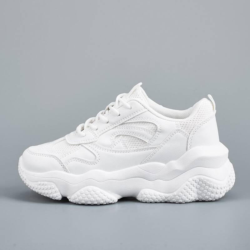 

Lace-up Front Mesh Panel Chunky Sneakers, White