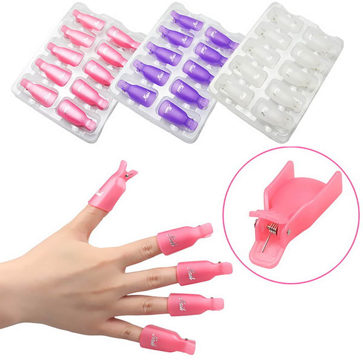 

10pcs Random Color Nail Polish Remover Clip, Multicolor