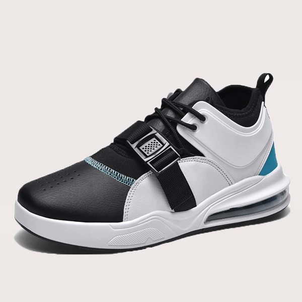 

Men Two Tone Release Buckle Decor Sneakers, Black