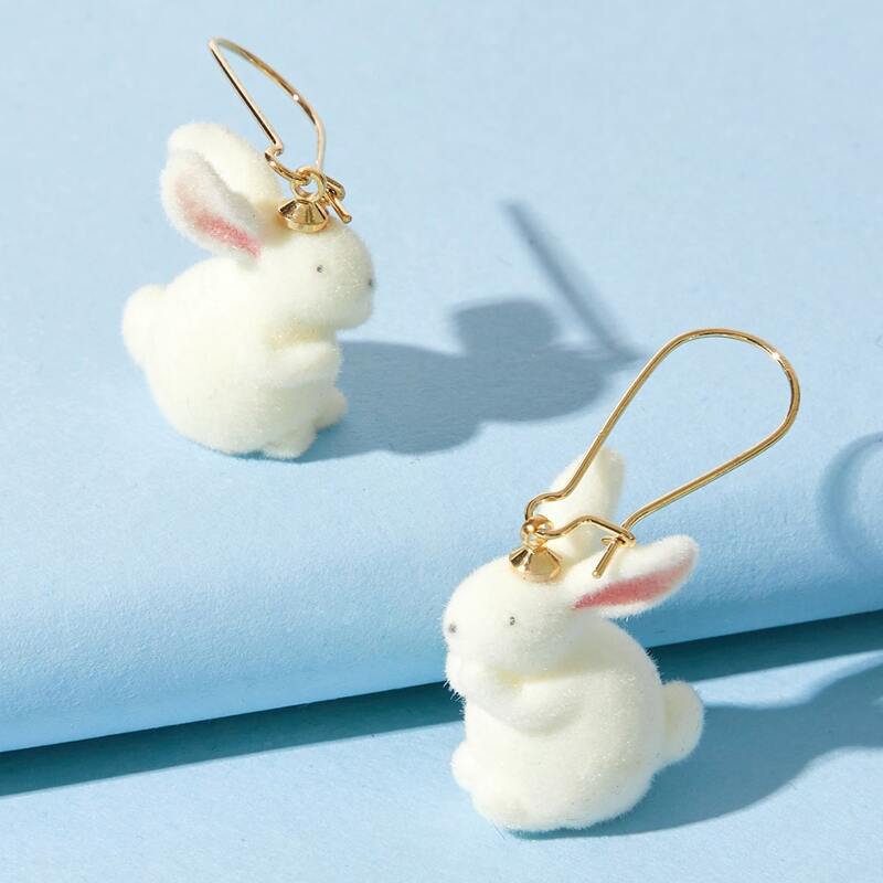 

Rabbit Drop Earrings, White