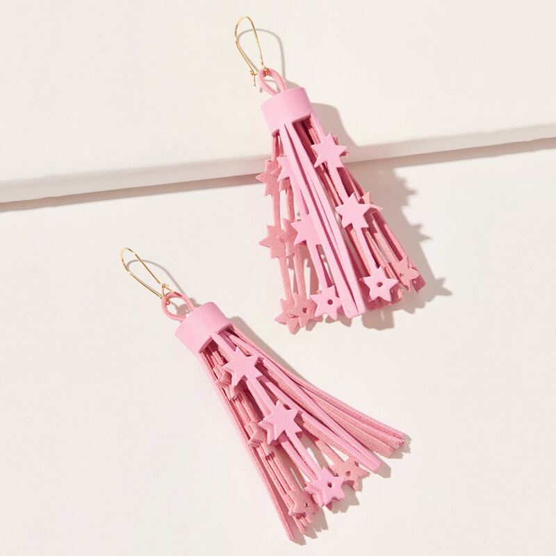 

Star Tassel Drop Earrings, Baby pink