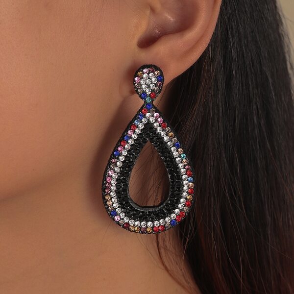 

Rhinestone Water Drop Earrings, Multicolor