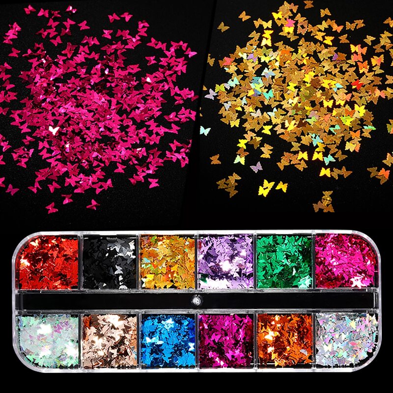 

1box Butterfly Shaped Nail Art Decoration Sequin, Multicolor
