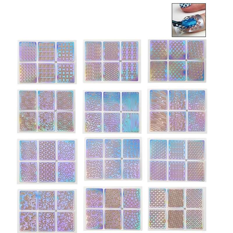 

72pcs Random Cutout Nail Art Sticker, Multicolor