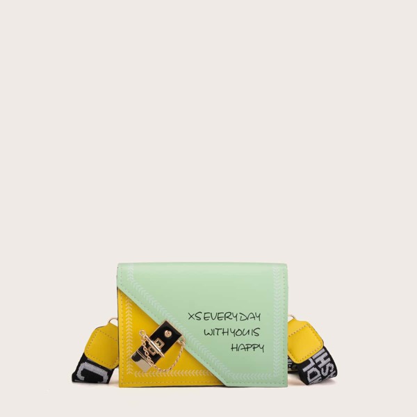 

Letter Graphic Color Block Crossbody Bag, Multicolor