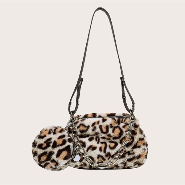 

Leopard Shoulder Bag With Coin Case, Yellow