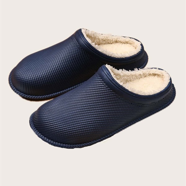 

Men Faux Fur Lined Slippers, Blue