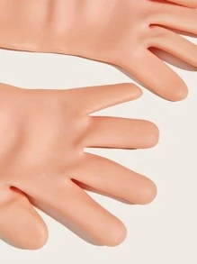 矽膠保濕緩解手套，1對高彈性吸收壓力手套，可重複使用蘆薈手套，隔夜SPA手套，女士男士防滑凝膠手套乾性皮膚乾燥腳粗糙皮膚，家庭足部護理，與您最喜歡乳液和麵霜一起使用 - 杏色 - 查看 3