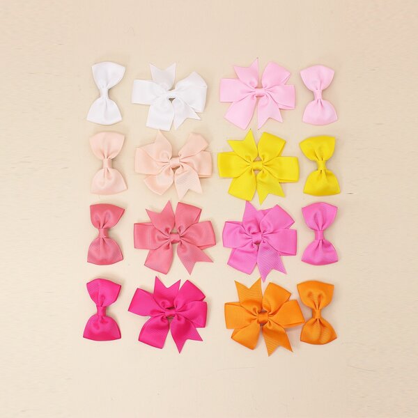 

16pcs Toddler Girls Bow Knot Decor Hair Clip, Multicolor
