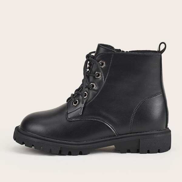 

Toddler Girls Lace-up Front Combat Boots, Black