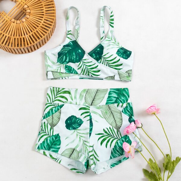 

Tropical Cross Wrap Bikini Swimsuit, Multicolor