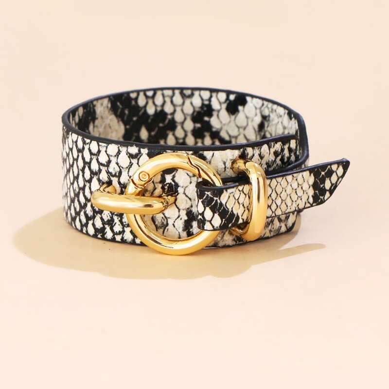 

Wide PU Leather Bracelet, Black and white
