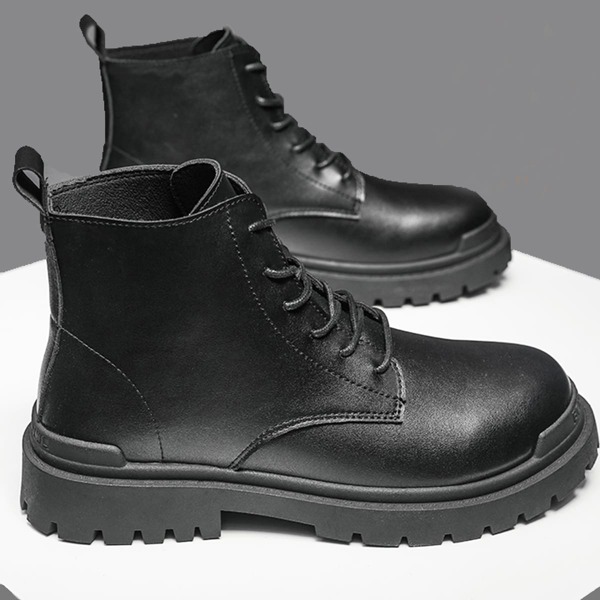 

Men Lace-up Front Combat Boots, Black