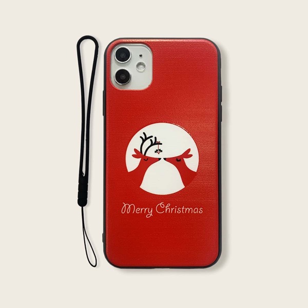 

Чехол для iPhone с рождественским принтом и шнурком, Красный