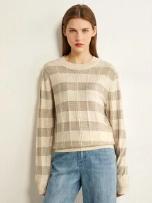 AMII Áo len Khối Màu Giải trí - Màu Khaki - Xem 1