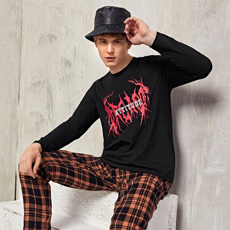

Men Letter Graphic Tee, Black