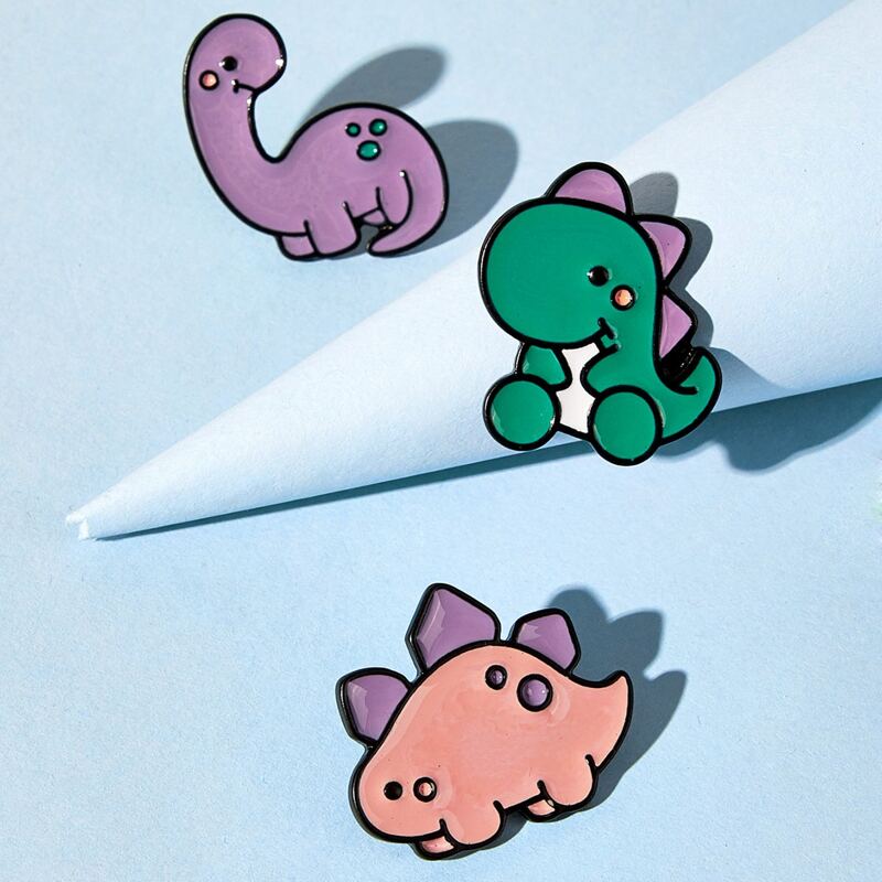 

3pcs Cartoon Dinosaur Brooch, Multicolor