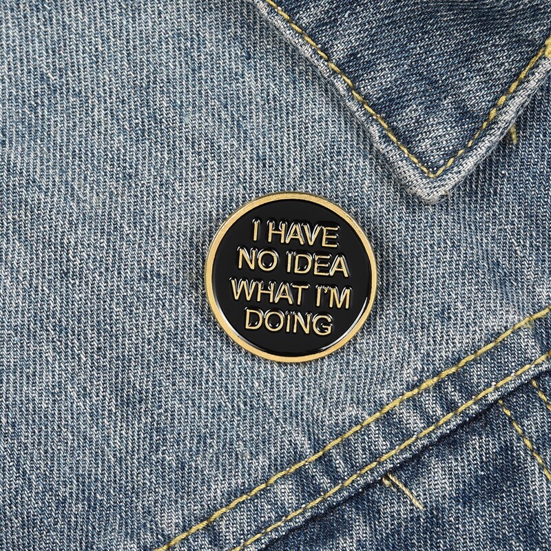 

Slogan Design Round Brooch, Multicolor