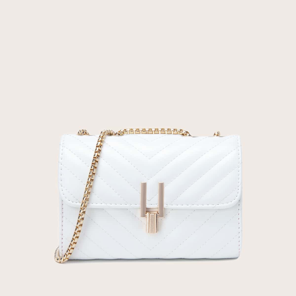 

Chevron Shoulder Bag, White