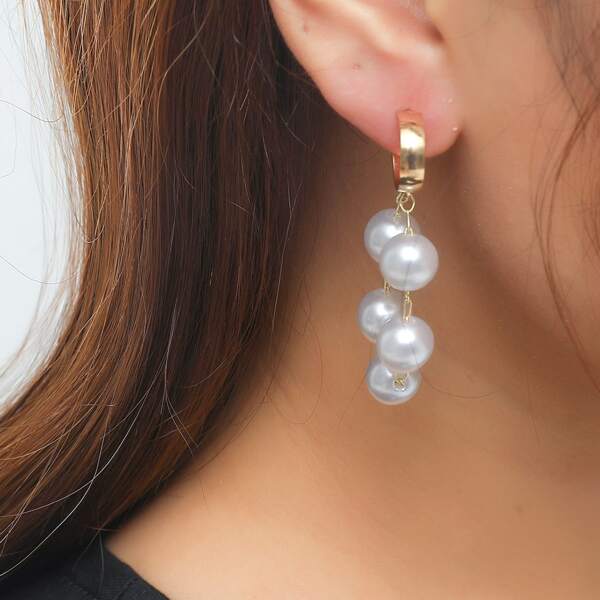 

Faux Pearl Drop Earrings, White
