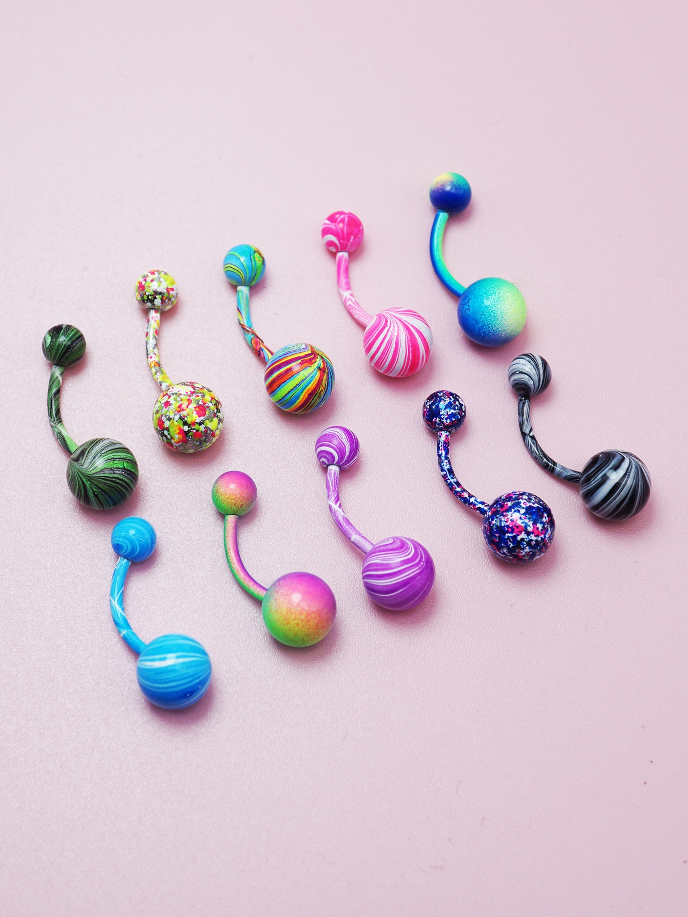 10pcs Colorful Round Ball Decor Belly Ring thumbnail
