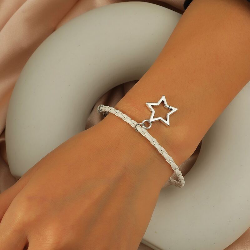 

Star Charm Braided Bracelet, White