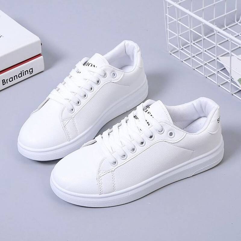 

Solid Lace-up Skate Shoes, White