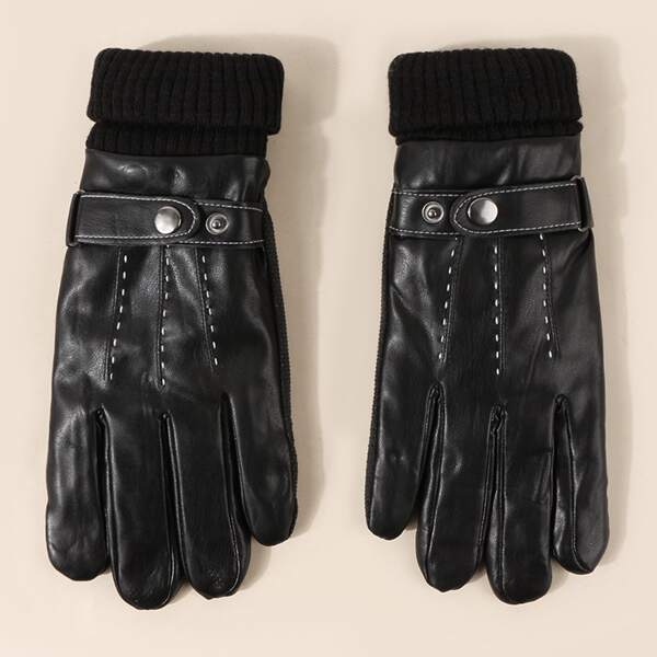 

Men PU Leather Gloves, Black