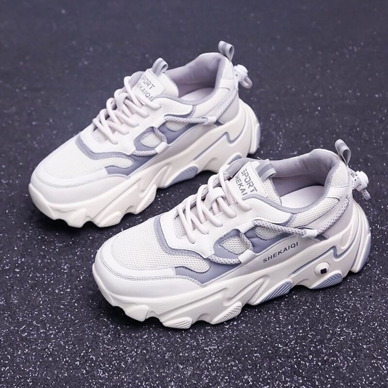 

Drawstring Lace-up Chunky Sneakers, White