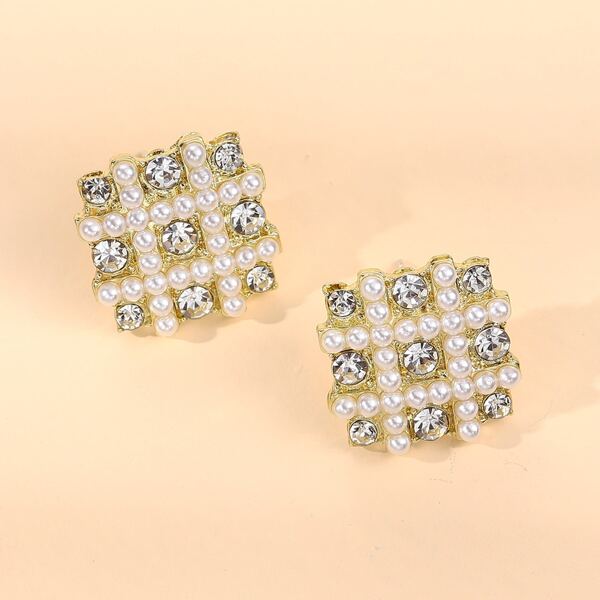 

Faux Pearl Stud Earrings, White
