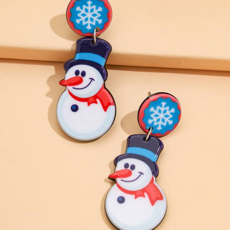 

Christmas Snowman Drop Earrings, Multicolor
