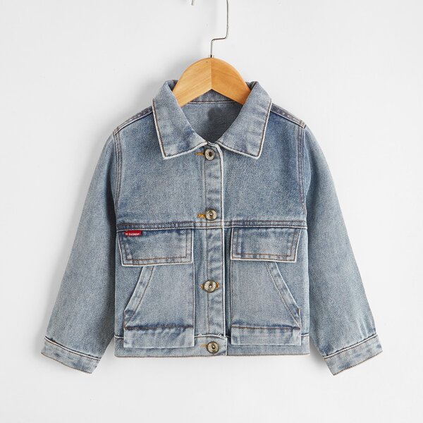 

Toddler Boys Pocket Single Breasted Denim Jacket, Light wash