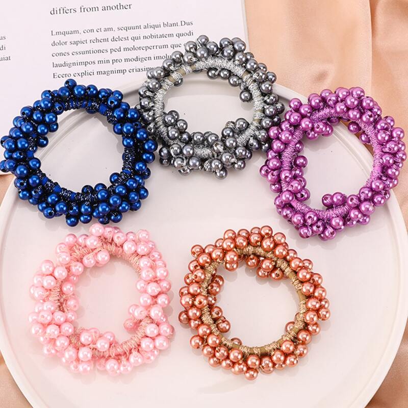 

1pc Random Faux Pearl Beaded Hair Tie, Multicolor
