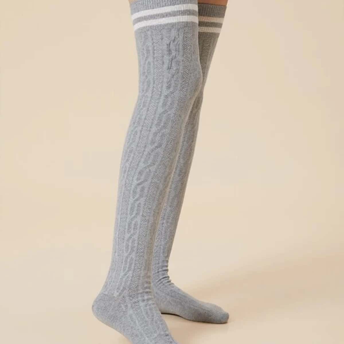 

Stripe Over-the-knee Socks, Grey