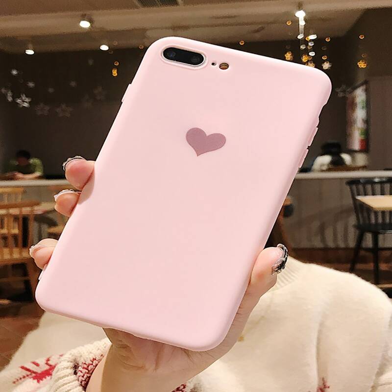 

Heart Print iPhone Case, Baby pink